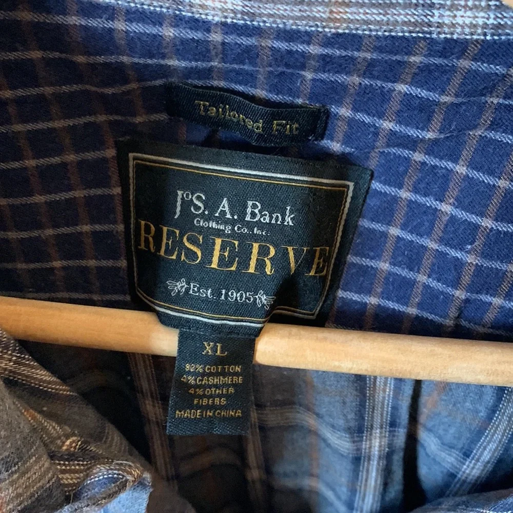 Jos. A. Bank Reserve Tailored Fit Cashmere Plaid Button Down Size Extra Large